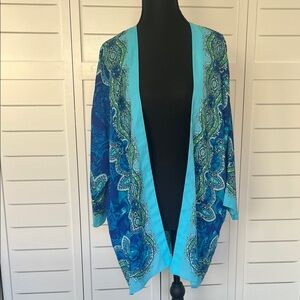 Chico’s Gorgeous Mediterranean Blue Cardigan Duster Sz S/M